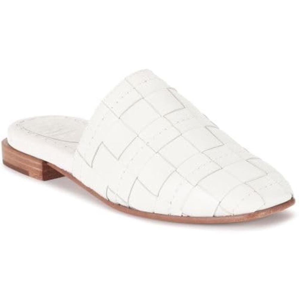 Frye Cara Woven Texture Mules with Open Back - white